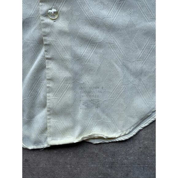 VTG 1970s Arrow Brand Dagger Collar Button Down Beige/Off-White Shirt Size Large - Picture 5 of 8